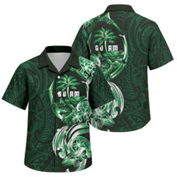 Betde Guam Chamorro Family Matching Off Shoulder Short Dress and Hawaiian Shirt Guahan Seal Tattoo LT14 Son's Shirt Green - Polynesian Pride