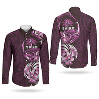 Kulot Di Rosa Guam Chamorro Couples Matching Off Shoulder Short Dress and Long Sleeve Button Shirt Guahan Seal Tattoo LT14 - Polynesian Pride