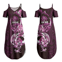 Kulot Di Rosa Guam Chamorro Couples Matching Summer Maxi Dress and Long Sleeve Button Shirt Guahan Seal Tattoo LT14 - Polynesian Pride