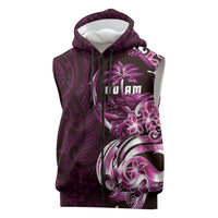 Kulot Di Rosa Guam Chamorro Sleeveless Zip Hoodie Guahan Seal Tattoo LT14 Pink - Polynesian Pride