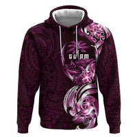 Kulot Di Rosa Guam Chamorro Zip Hoodie Guahan Seal Tattoo LT14 Pullover Hoodie Pink - Polynesian Pride