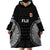Fiji Rugby Wearable Blanket Hoodie 2023 Fijian Tapa Pattern World Cup Black LT14 - Polynesian Pride