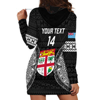 Custom Fiji Rugby Hoodie Dress 2023 Fijian Tapa Pattern World Cup Black LT14 - Polynesian Pride