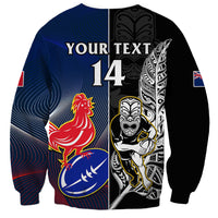 Custom New Zealand And France Rugby Sweatshirt All Black With Les Bleus Together 2023 World Cup LT14 - Polynesian Pride