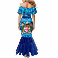 Personalised Fiji Mermaid Dress Unique Fijian Tapa Pattern With Coat Of Arms LT14 - Polynesian Pride