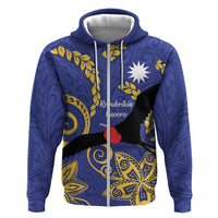 Nauru Angam Day Zip Hoodie Naoero Frigate Bird Polynesian Pattern LT14 Zip Hoodie Blue - Polynesian Pride