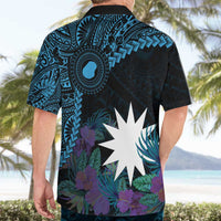 Blue Nauru Hawaiian Shirt Naoero Map With Polynesian Tropical Flowers LT14 - Polynesian Pride