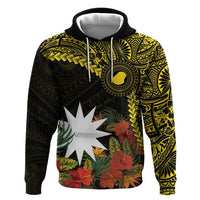 Gold Nauru Hoodie Naoero Map With Polynesian Tropical Flowers LT14 Pullover Hoodie Gold - Polynesian Pride