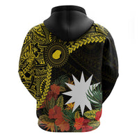 Gold Nauru Hoodie Naoero Map With Polynesian Tropical Flowers LT14 - Polynesian Pride