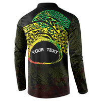Personalised Nukuoro Atoll Button Sweatshirt Polynesian Tattoo Curves Reggae Version
