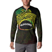 Personalised Nukuoro Atoll Button Sweatshirt Polynesian Tattoo Curves Reggae Version