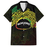 Personalised Nukuoro Atoll Family Matching Tank Maxi Dress and Hawaiian Shirt Polynesian Tattoo Curves Reggae Version LT14 Dad's Shirt - Short Sleeve Reggae - Polynesian Pride