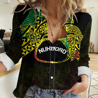 Personalised Nukuoro Atoll Women Casual Shirt Polynesian Tattoo Curves Reggae Version