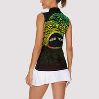 Personalised Nukuoro Atoll Women Sleeveless Polo Shirt Polynesian Tattoo Curves Reggae Version