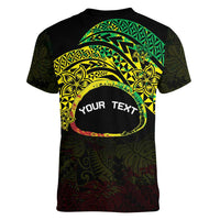 Personalised Nukuoro Atoll Women V-Neck T-Shirt Polynesian Tattoo Curves Reggae Version