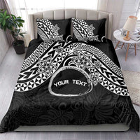 Personalised Pohnpei Nukuoro Micronesia Bedding Set Polynesian Tattoo Curves Black Version