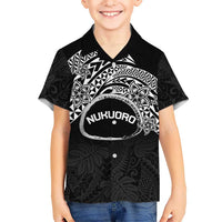 Personalised Pohnpei Nukuoro Micronesia Kid Hawaiian Shirt Polynesian Tattoo Curves Black Version