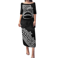 Personalised Pohnpei Nukuoro Micronesia Puletasi Polynesian Tattoo Curves Black Version LT14 Long Dress Black - Polynesian Pride