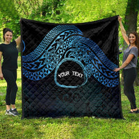 Personalised Pohnpei Nukuoro Micronesia Quilt Polynesian Tattoo Curves Blue Version