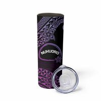 Personalised Pohnpei Nukuoro Micronesia Skinny Tumbler Polynesian Tattoo Curves Purple Version