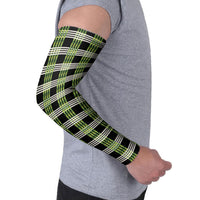 Aloha Hawaii Pakalana Pikake Lei Arm Sleeves Palaka Inspired Hawaiian-plaid Black