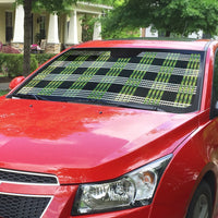 Aloha Hawaii Pakalana Pikake Lei Auto Sun Shade Palaka Inspired Hawaiian-plaid Black