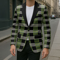 Aloha Hawaii Pakalana Pikake Lei Blazer Palaka Inspired Hawaiian-plaid Black
