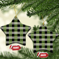Aloha Hawaii Pakalana Pikake Lei Ceramic Ornament Palaka Inspired Hawaiian-plaid Black