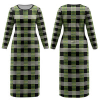 Aloha Hawaii Pakalana Pikake Lei Couples Matching Long Sleeve Bodycon Dress and Hawaiian Shirt Palaka Inspired Hawaiian-plaid Black