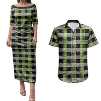 Aloha Hawaii Pakalana Pikake Lei Couples Matching Puletasi and Hawaiian Shirt Palaka Inspired Hawaiian-plaid Black