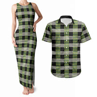 Aloha Hawaii Pakalana Pikake Lei Couples Matching Tank Maxi Dress and Hawaiian Shirt Palaka Inspired Hawaiian-plaid Black