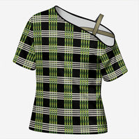 Aloha Hawaii Pakalana Pikake Lei Cross Shoulder Shirt Palaka Inspired Hawaiian-plaid Black