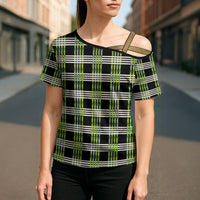 Aloha Hawaii Pakalana Pikake Lei Cross Shoulder Shirt Palaka Inspired Hawaiian-plaid Black