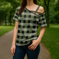 Aloha Hawaii Pakalana Pikake Lei Cross Shoulder Shirt Palaka Inspired Hawaiian-plaid Black