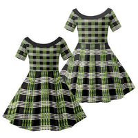 Aloha Hawaii Pakalana Pikake Lei Family Matching Off Shoulder Maxi Dress and Hawaiian Shirt Palaka Inspired Hawaiian-plaid Black
