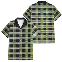 Aloha Hawaii Pakalana Pikake Lei Family Matching Off Shoulder Short Dress and Hawaiian Shirt Palaka Inspired Hawaiian-plaid Black