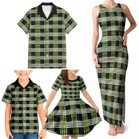 Aloha Hawaii Pakalana Pikake Lei Family Matching Tank Maxi Dress and Hawaiian Shirt Palaka Inspired Hawaiian-plaid Black