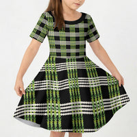 Aloha Hawaii Pakalana Pikake Lei Kid Short Sleeve Dress Palaka Inspired Hawaiian-plaid Black