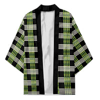 Aloha Hawaii Pakalana Pikake Lei Kimono Palaka Inspired Hawaiian-plaid Black