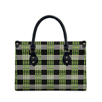 Aloha Hawaii Pakalana Pikake Lei Leather Bag Palaka Inspired Hawaiian-plaid Black
