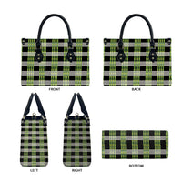 Aloha Hawaii Pakalana Pikake Lei Leather Bag Palaka Inspired Hawaiian-plaid Black