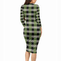 Aloha Hawaii Pakalana Pikake Lei Long Sleeve Bodycon Dress Palaka Inspired Hawaiian-plaid Black