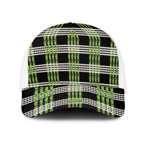 Aloha Hawaii Pakalana Pikake Lei Mesh Trucker Cap Palaka Inspired Hawaiian-plaid Black