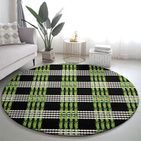 Aloha Hawaii Pakalana Pikake Lei Round Carpet Palaka Inspired Hawaiian-plaid Black