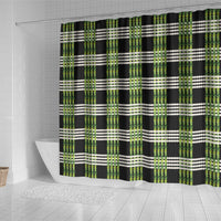 Aloha Hawaii Pakalana Pikake Lei Shower Curtain Palaka Inspired Hawaiian-plaid Black