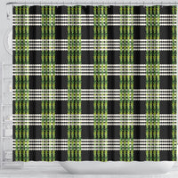 Aloha Hawaii Pakalana Pikake Lei Shower Curtain Palaka Inspired Hawaiian-plaid Black
