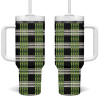 Aloha Hawaii Pakalana Pikake Lei Tumbler With Handle Palaka Inspired Hawaiian-plaid Black