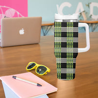 Aloha Hawaii Pakalana Pikake Lei Tumbler With Handle Palaka Inspired Hawaiian-plaid Black