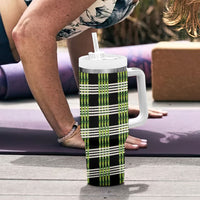 Aloha Hawaii Pakalana Pikake Lei Tumbler With Handle Palaka Inspired Hawaiian-plaid Black