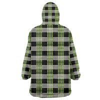 Aloha Hawaii Pakalana Pikake Lei Wearable Blanket Hoodie Palaka Inspired Hawaiian-plaid Black